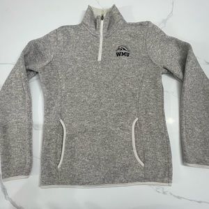 Charles River Apparel WMU gray mock neck button pullover size small